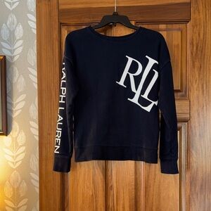Lauren Ralph Lauren Navy Crew Neck Sweater with White Logo